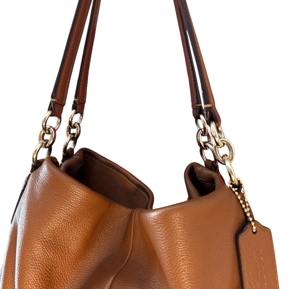 Coach Lexy Shoulder Bag Pebbled Leather Saddle Gold Chain - Picture 5 of 8